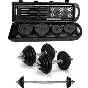 50kg Free Weight Set Adjustable Cast Iron Dumbbell Sets with Portable Packing Box 2 In 1 Dumbbells Barbell with Connecting Rod
