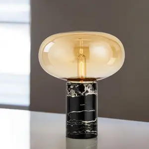 Grosir Lampu Meja Kaca Dasar Marmer Gaya Nordic Tisch Lampen Luxes Lampu Meja Desain Terbaru