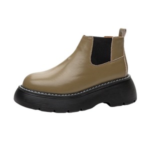 Botas Chelsea de Cuero Verde con Plataforma Impermeable para Mujer, Diseño para Días Lluviosos Urbanos y Moda para el Trabajo - Product Image 2