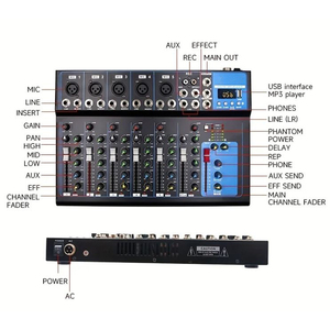 Mezclador Profesional de 7 Canales con Interfaz de Audio Bluetooth y USB para Grabación en Estudio y Presentaciones en Vivo - Product Image 4