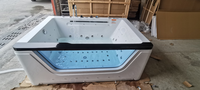 Baignoire de massage à remous moderne de luxe pour 2 personnes avec fenêtre en verre, spa intelligent en acrylique avec lumière LED