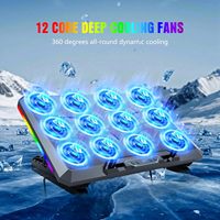 Refroidisseur d'ordinateur portable 17 pouces à 12 ventilateurs silencieux, support de refroidissement USB pour ordinateur portable de gaming – Vente chaude