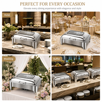 Luxuriöser 9L Edelstahl-Chafing Dish Buffet-Speisewärmer für Hotel, Restaurant, Catering, Gold, Silber, Elektrisch Betrieben