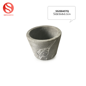 Jardín casa decorativa planta patrón redondo pequeño cemento flor maceta jardinera - Product Image 5
