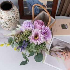 Bouquet de fleurs artificielles CallaFloral, hortensia violet en polyester, décoration intérieure - Product Image 1