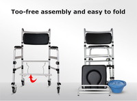 Siège de toilette réglable pour personnes handicapées et âgées, aide à la marche en alliage d'aluminium, mobile avec roues, en plus d'une chaise commode