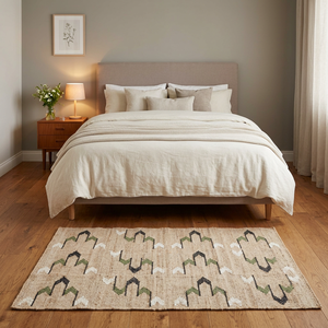 Handmade Jute Area Rug Abstract Pattern Low Pile Non <b>Slip</b> Eco Friendly Pet Friendly Thin Rubber Backing Rectangle Floor <b>Mat</b> - Product Image 5