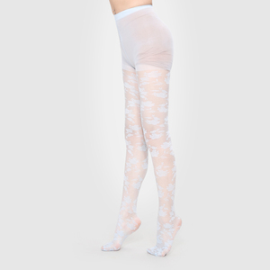 Collant in Pizzo Floreale Azzurro Trasparente Elasticizzato Personalizzato per Donna, Primavera-Estate - Product Image 2