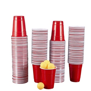 厂家批发一次性塑料12盎司乒乓球游戏派对杯带盖和吸管 - Product Image 2