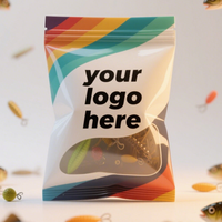 Sac à soufflets latéraux imprimé personnalisé, recyclable, en plastique souple transparent PET+PE, pour emballage d'appâts de pêche, avec fermeture éclair pour leurres de pêche
