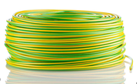 Flexibles Kupfer-Elektrokabel, Einadriges PVC-Kabel in Gelb-Grün, 0,5mm 1,5mm 2,5mm 4mm 6mm, Erdungskabel