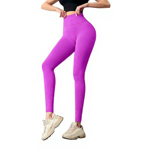 Leggings de yoga taille haute sans couture 2027, longueur intégrale, violet uni, 100 % coton, séchage rapide, respirant, pantalon de fitness pour homme - Product Image 1