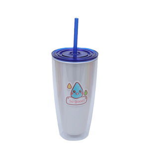 Fruit <b>Straw</b> <b>Cup</b> 710ml Double Wall Portable Travel Drink <b>Cup</b> With <b>Lid</b> <b>And</b> <b>Straw</b> - Product Image 5