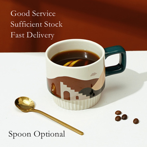 Taza de Café de Cerámica Moderna Nórdica con Estampado Único de 11 oz, para Té, Café Latte, con Cuchara, Venta al por Mayor - Product Image 5