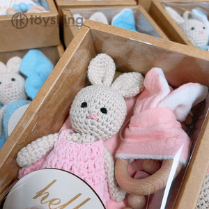 Juguete de madera Montessori dentición <span class=keywords><strong>Amigurumi</strong></span> ganchillo bebé sonajero muñeca <span class=keywords><strong>mordedor</strong></span> comer regalo conjunto para niña niño ducha fiesta ETSY hecho a mano - Product Image 2