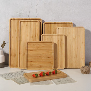 Bamboo Serving Trays <b>Set</b> <b>Square</b> Rectangular Natural Wood Tea Coffee Hotel Restaurant Tableware Household Gift Use - Product Image 4