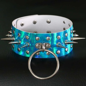 Laser Freddo Punk di Grandi Dimensioni In Pelle Rivetto O Rotonda Girocollo Collana <span class=keywords><strong>Collare</strong></span> <span class=keywords><strong>Collo</strong></span> Sexy Bondage - Product Image 1
