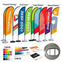 Kit Mât Plume Publicitaire Double Face 4,5 m avec Support pour Extérieur, Drapeau de Plage Commercial Flottant