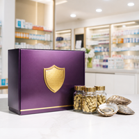 Boîte personnalisée de suppléments de peptides d'huîtres avec logo, emballage rigide violet en gros pour la santé OEM