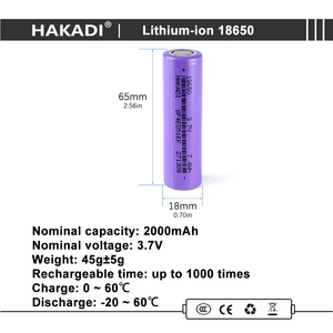 Selian Usine En Gros ZNC18650 3.7V 2000mAh 2500mAh Li-ion Batterie 1C-3C Bateria 18650 Akku pour Lampes De Poche/Jouets RC Jouets - Product Image 2