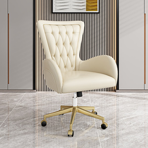 Chaise de bureau Chesterfield en cuir moderne et luxueuse, fixe ou pivotante, pour bureau d'ordinateur, mobilier de bureau - Product Image 1