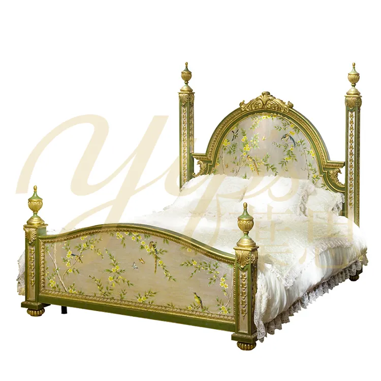Yips LD-1203-0086 Rose Princess Series Handpainted Rose Pattern Bedroom Set Furniture 1.8m Deluxe Classical Bed