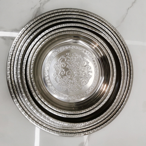 Vente chaude De Luxe Ruban En Acier Inoxydable Rond Créatif <span class=keywords><strong>Simple</strong></span> Hôtel De Mariage Nourriture Fruits Snack Plateau De Service assiettes plats - Product Image 5