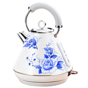 Bouilloire électrique rétro en forme de pyramide de 1,8 L, style chinois, en porcelaine bleue et blanche - Product Image 1