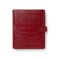 Hochwertiger Damen Croc Reißverschluss-Taschen Notizbuch-Planer aus Echtem Leder A5 A6 Luxus Budget 6-Ringbuch Rot