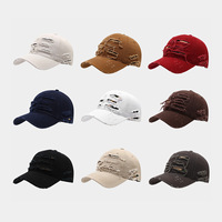 Gorra de Béisbol Ajustable de 6 Paneles, Estilo Retro, Desgastada, Unisex, de Moda Urbana, de Algodón, para las Cuatro Estaciones