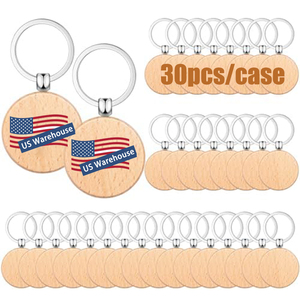 Cheap Bulk Wood Keychain Blanks Unfinished Key Tag Wooden Keyring Bulk Keychain Blanks for DIY Gifts Engrave Crafts