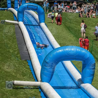 Usine En Gros De Haute Qualité Gonflable Pente Glisser La Ville Long Toboggan D'eau Énorme Gazon Gonflable Toboggan Pour Enfants Adultes