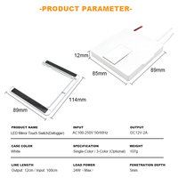 Saklar Sensor Sentuh LED Cermin Anti Kabut Rumah Tangga DC12V 2A Satu Warna/Tiga Warna Opsional dengan braket untuk Cermin Kamar Mandi
