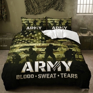 Parure de lit en microfibre imprimée numériquement en 3D, motif <span class=keywords><strong>camouflage</strong></span> de l'armée américaine, drapeau américain, housse de couette pour chambre à coucher masculine - Product Image 1