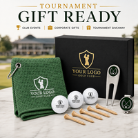 Coffret Cadeau de Golf Personnalisé avec Logo pour Tournoi d'Entreprise : Balles de Golf, Tees en Bois, Serviette, Marqueur de Balle, Outil à Divots et Boîte Magnétique