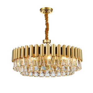 Lámpara Colgante Dorada de Acero Inoxidable con Pantalla de Cristal, LED E26, 3500K, Blanco Cálido, Regulable, Altura Ajustable, CRI 90 - Product Image 1