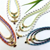 Collier tendance en corde tressée avec pendentif poire en laiton coloré, collier DIY, bijoux en gros