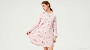 Robes de <span class=keywords><strong>nuit</strong></span> sexy et élégantes en lingerie 100% coton flanelle rayée rose avec nœud respirant, doux et lisse ODM pour femmes - Product Image 3