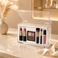 Boîte de présentation en acrylique Calic pour maquillage, avec couvercle à charnière transparent, vitrine de comptoir pour la vente au détail de produits de beauté, taille personnalisée, OEM, vente en gros