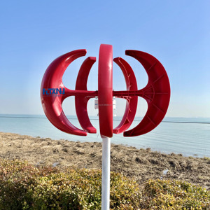Molino de viento con forma de linterna pequeña de 1KW de fábrica, generador de turbina de viento Vertical de 1000W, 5 cuchillas rojas para farolas domésticas - Product Image 3