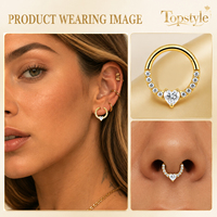 Anneau articulé en titane de qualité médicale fiable avec zircon cubique, double usage pour piercing de nez et de cartilage d'oreille