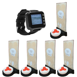 Restaurant téléavertisseur sans fil serveur système d'appel montre récepteur bouton d'appel pour café clinique dentiste 1 horloge 5 cloches 5 support de menu - Product Image 1