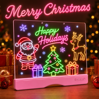 Tableau de messages LED RGB en acrylique à commande tactile, effaçable, pour dessin et écriture, lampe décorative DIY pour Noël/Fêtes, décoration de maison et de fête
