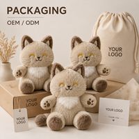 Peluche chaton marron clair personnalisée brodée anti-stress, vente en gros directe d'usine, fabricant OEM ODM d'animaux en peluche à bas prix