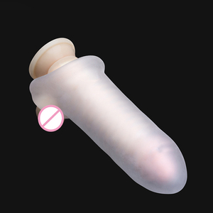 Realistische Penis ärmel Extender Wieder verwendbare TPE Dildos Kondom verzögerung für Männer Schwanz vergrößerung Kondom scheide Verzögerung - Product Image 4
