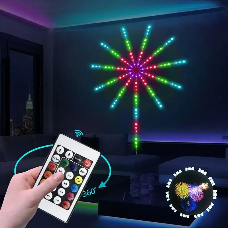 مجموعة/مجموعة إضاءة شريط ضوئي RGB 5050 LED لأعياد السنة والأعياد بقاعدة ألعاب نارية اللون مع موصل