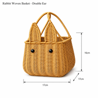 Panier cadeau en PP tissé pour la Fête de la Mi-Automne, avec deux poignées, panier à fruits créatif fait main, style pastoral pour la cueillette