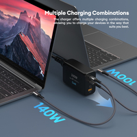 GaN-adaptador de corriente para viaje de fábrica, cargador de teléfono móvil con 4 puertos tipo C, PD3.1, QC3.0, para ordenador portátil, 240W