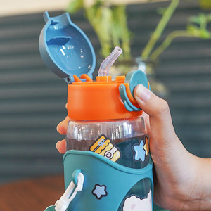 Gran oferta al aire libre Kawaii lindo estudiante botella <span class=keywords><strong>de</strong></span> agua para niña con correa <span class=keywords><strong>de</strong></span> paja lindo oso perro gato beber escuela niños niño taza - Product Image 3