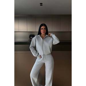 Survêtement gris confortable et respirant, style Rodeo, imprimé délavé, streetwear personnalisé à capuche, coupe-vent pour l'hiver, grandes tailles - Product Image 2